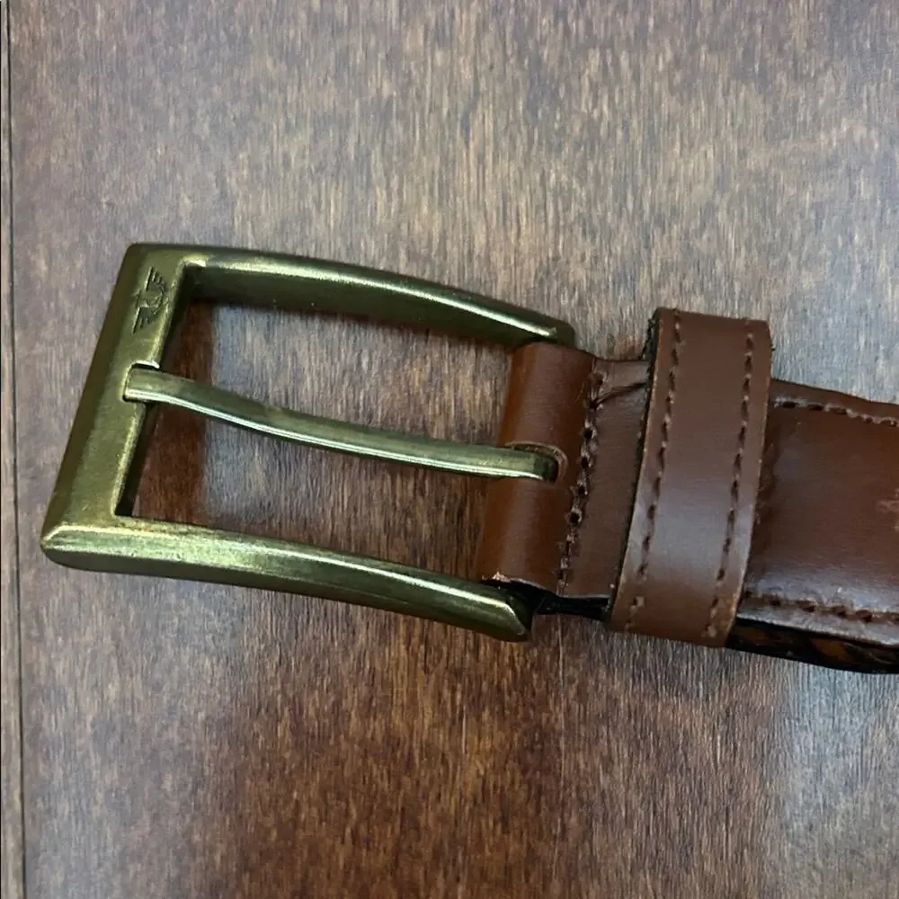 Dockers Braided Brown Belt with Brass Buckle, Adjustable Size L/XL